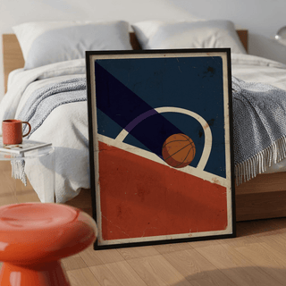 Abstract basketball poster with vintage-inspired color palette