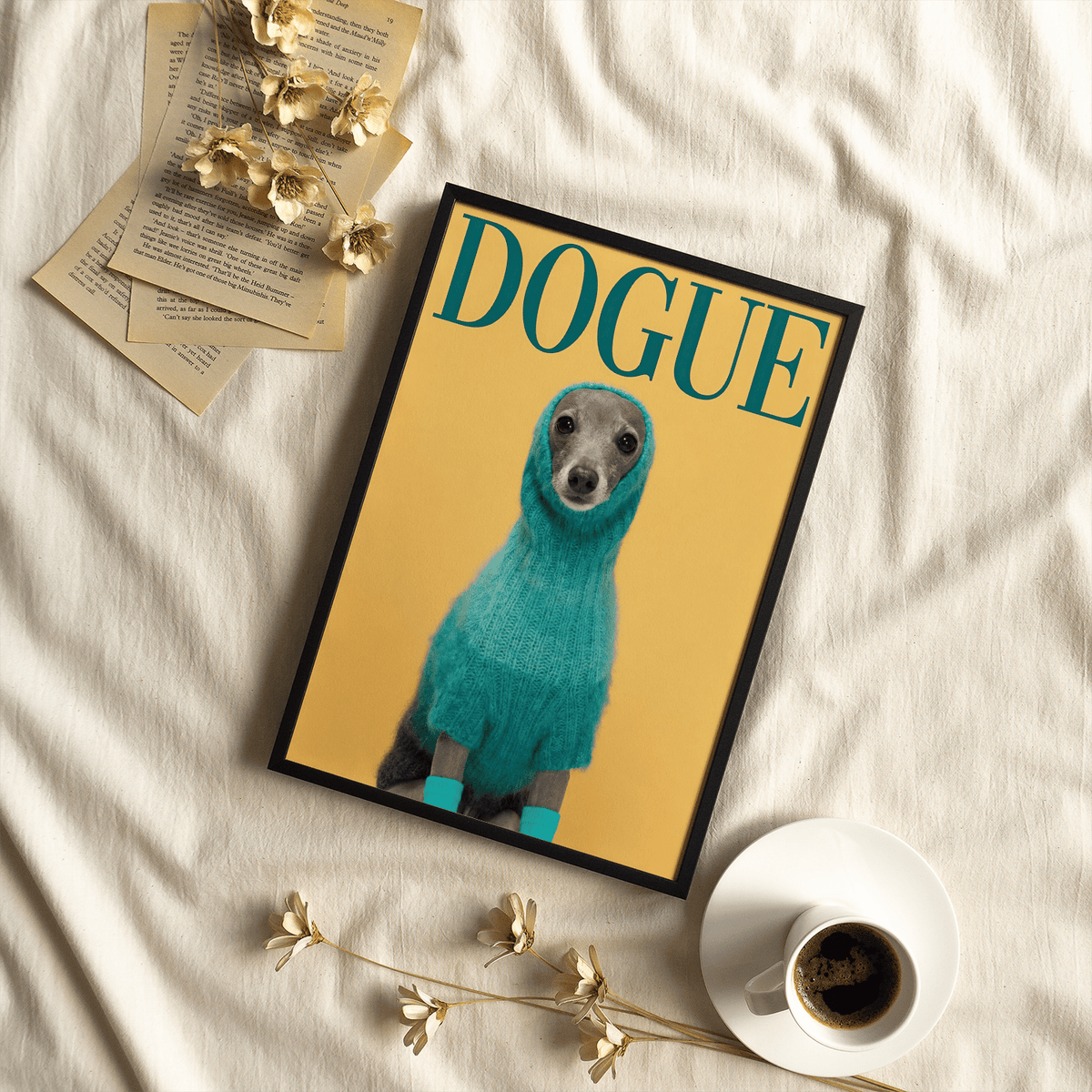 Cute Pet Wall Art print in green, gray, and yellow for kids room decor