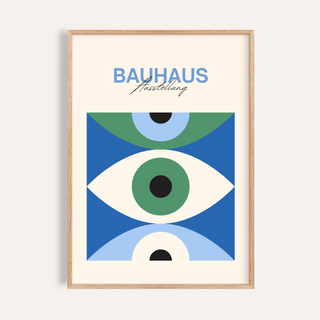 Eye Art Print in blue, green, and white for modern living room wall art