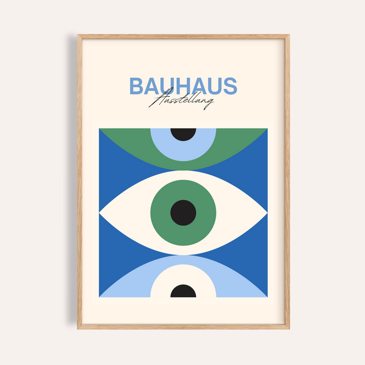 Eye Art Print in blue, green, and white for modern living room wall art