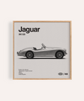 Jaguar XK120 Art Print for living room in Gray, White, Black as wall art