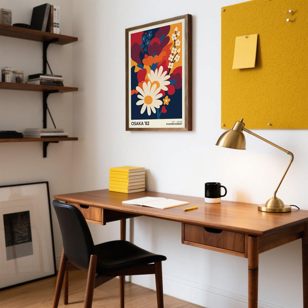 Large daisy motif in a vibrant art flower print poster.