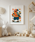 Playful Animal Poster Multicolored art print for play area