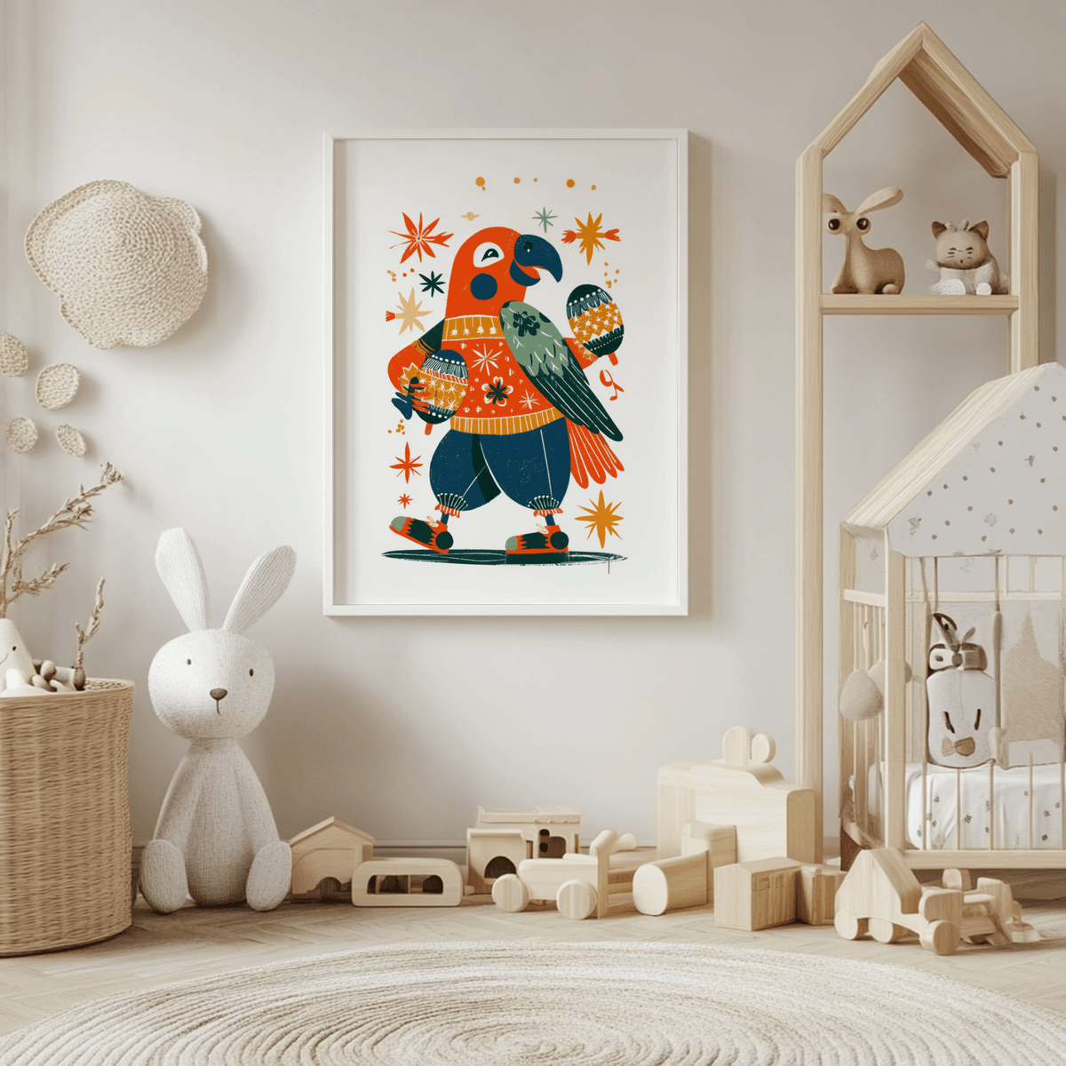 Playful Animal Poster Multicolored art print for play area