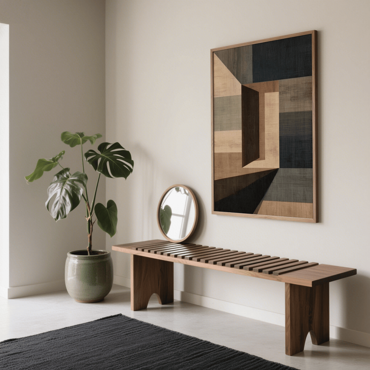 Minimalist Abstract Geometric Wall Art in Brown, Gray, Beige for study