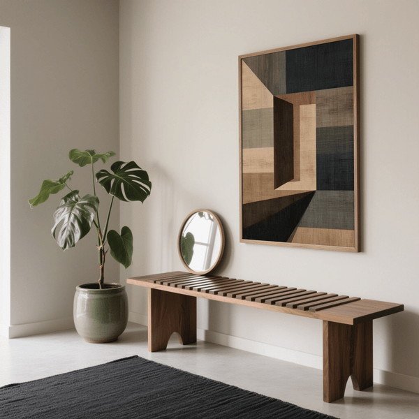 Minimalist Abstract Geometric Wall Art in Brown, Gray, Beige for study