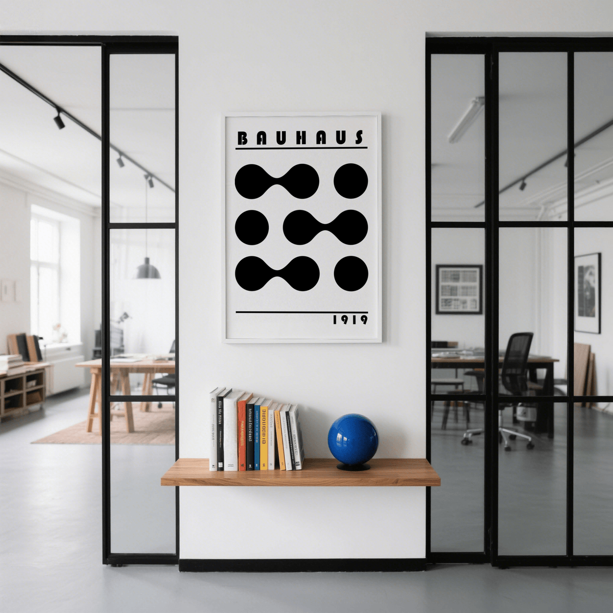 Minimalist Geometric Print perfect for dining room, black tones