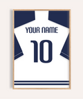 Spurs Football Shirt Poster framed on white wall with bold name and number ten