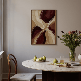 Organic Abstract Art Print with Red highlights for entryway decor