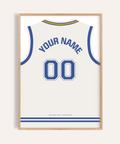 Front-view jersey print poster with arched name text and 00 number layout