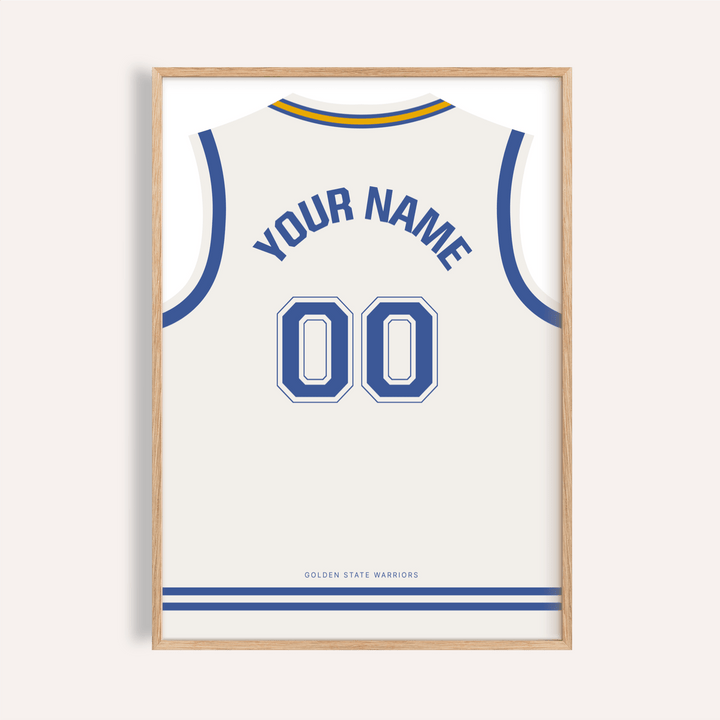 Front-view jersey print poster with arched name text and 00 number layout