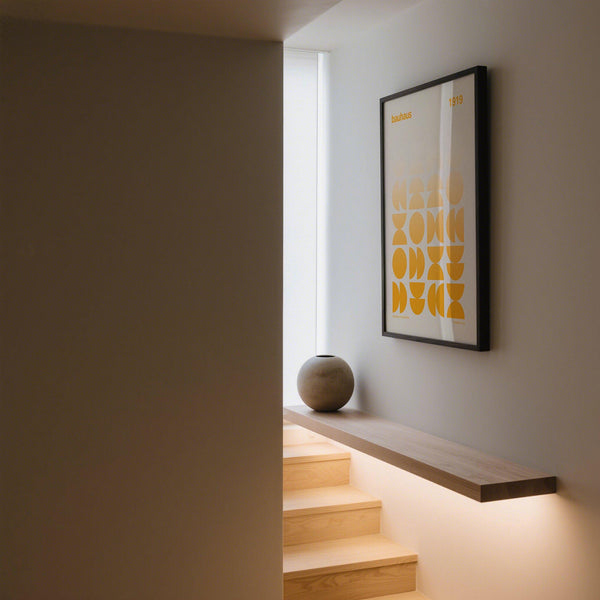 Framed Posters Bauhaus design styled in a bright minimalist interior.
