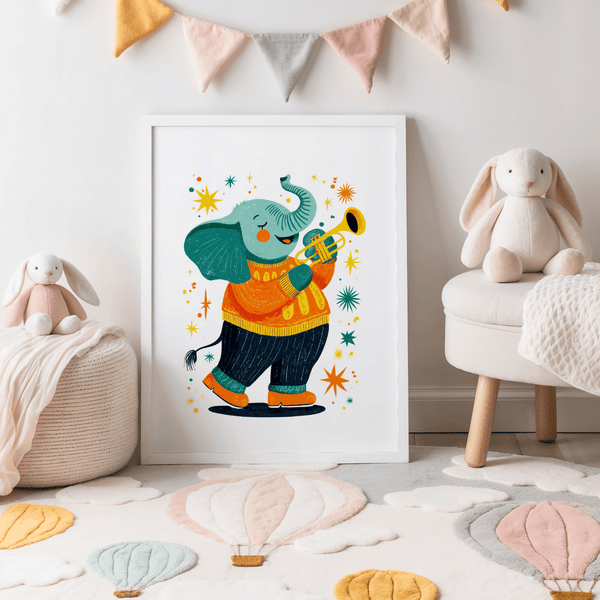 Musical Animal Poster multicolored print ideal for living room wall art