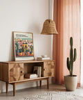 Lush cactus arrangement on a tiled terrace in Latin American Wall Art.