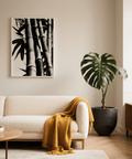 Minimalist Bamboo Black and White Print for bedroom, modern poster