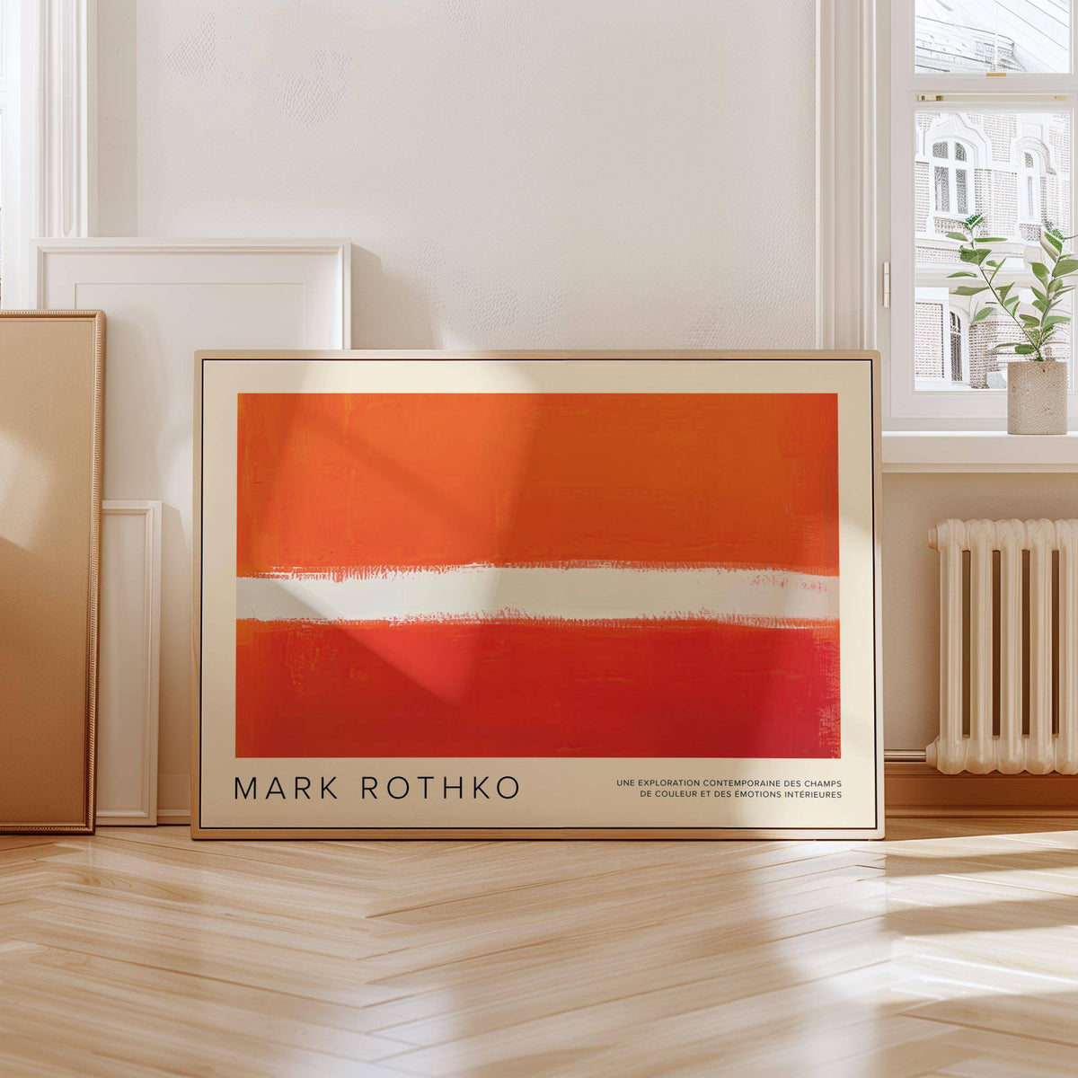 Minimalist orange color wall art for contemporary interiors