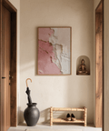 Pink and Beige Pink Wabi Sabi Poster above bed for bedroom decor