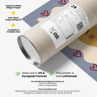 Minimal kids quote print with yellow stars and red hearts framing