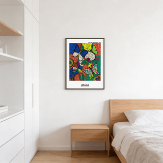 Colorful Butterfly Art Print hung on gallery wall for scale