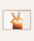 Cute Fox Poster with Orange, Brown, White, and Beige, for kids room, art print