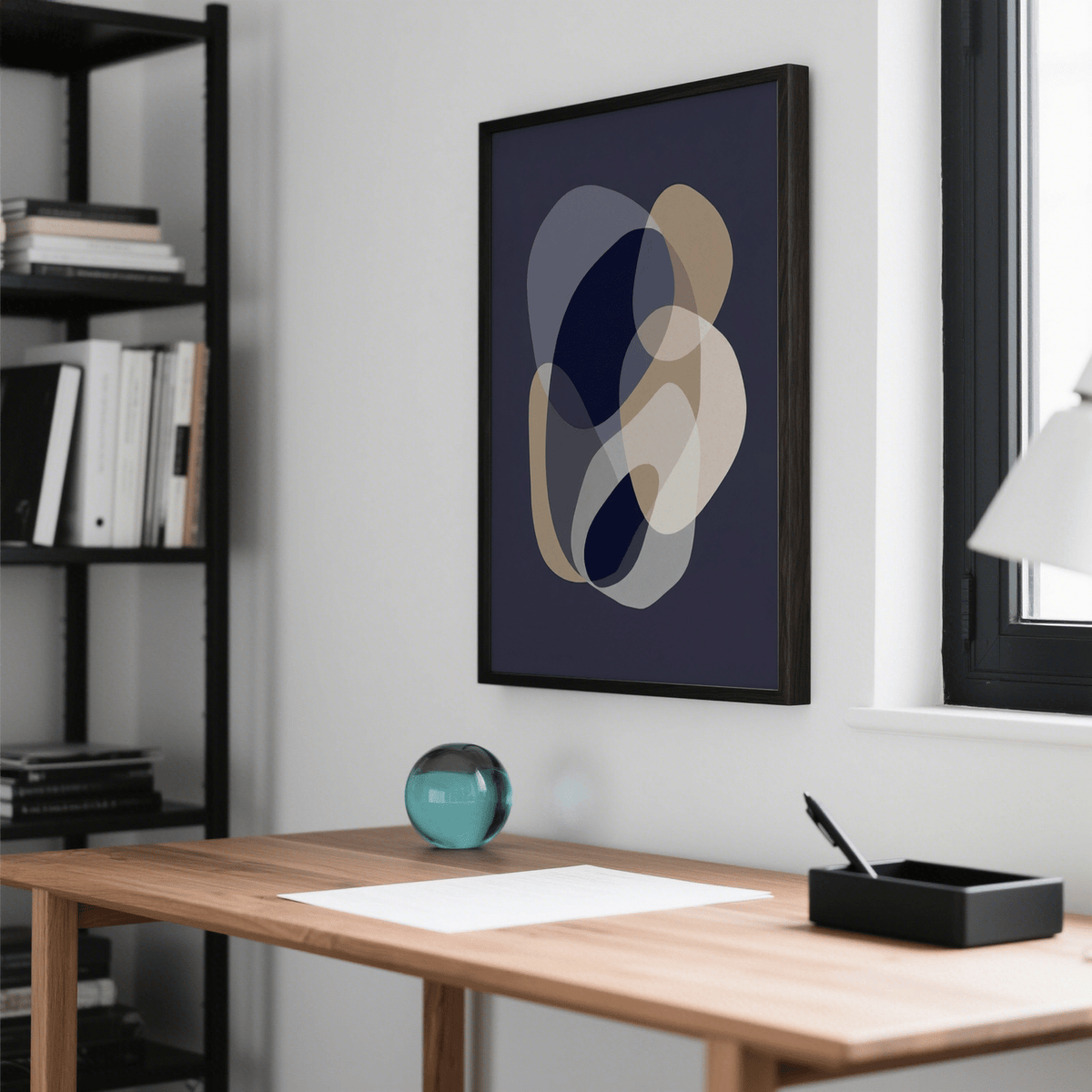 prints abstract art in Gray and Blue, ideal wall art for hallway