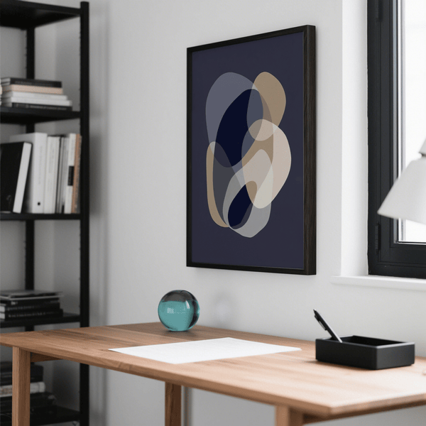 prints abstract art in Gray and Blue, ideal wall art for hallway