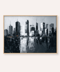 City Skylines Wall Art with Gray, Black, and White tones for living room print