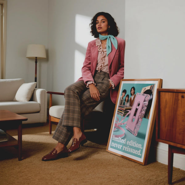 Poster vintage music print with nostalgic 90s mood and soft pastels