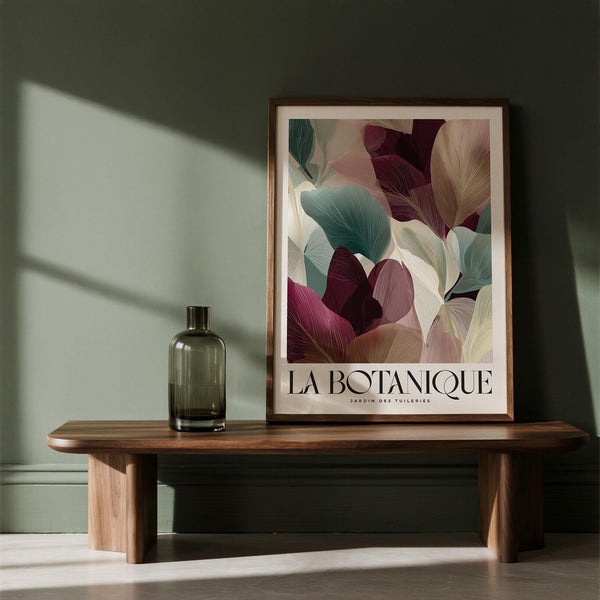 Contemporary burgundy wall art with natural inspiration
