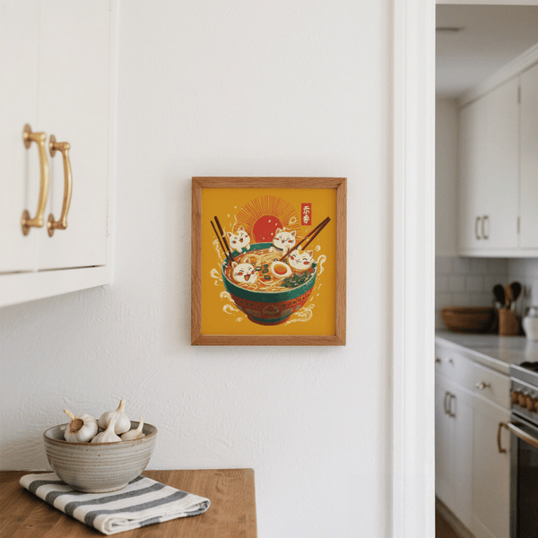 Cute Cat Print art print showcasing main colors for playful hallway