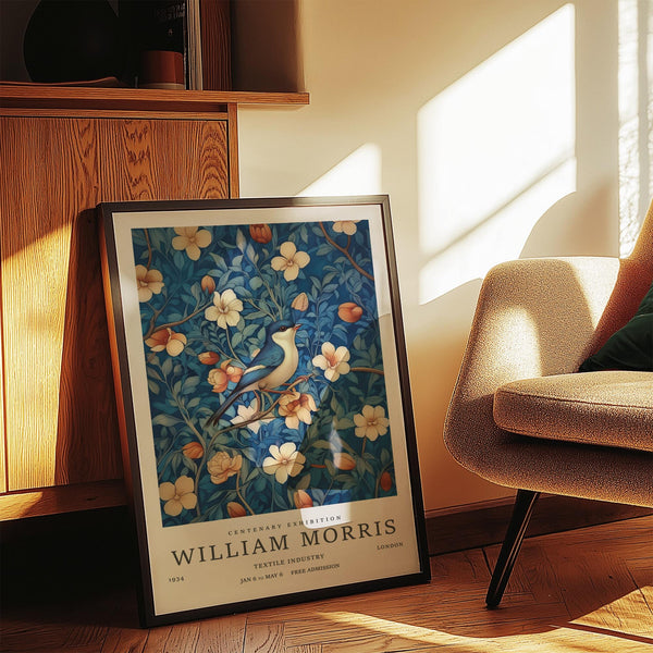 Elegant William Morris art floral poster inspired by early 20th century textile design.