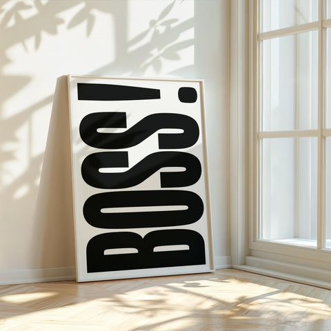 Clean and modern &quot;BOSS&quot; typography art for bedrooms