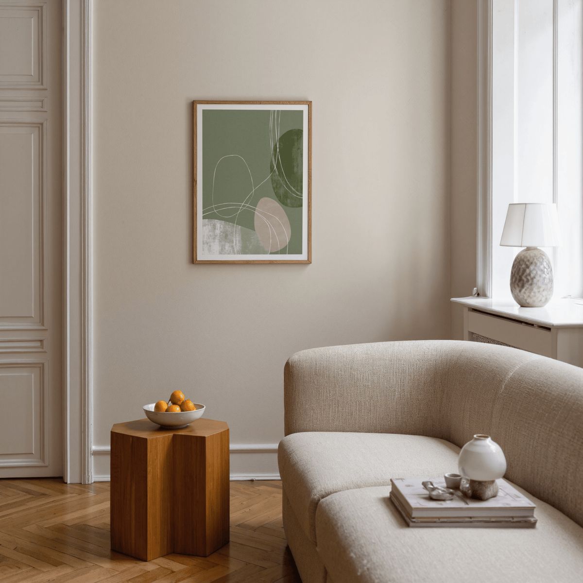 Minimalist Line Art poster with sweeping contour lines and layered organic forms