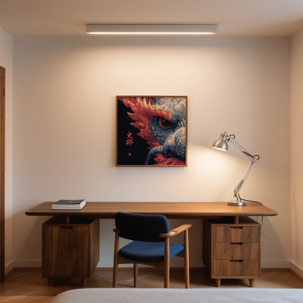 Red Dragon Art print with Gray details for contemporary homes