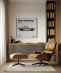 Ford Mustang Art Print Black and White for modern living room wall art