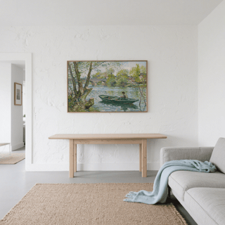 Fishing Boat Art Print featuring a river scene for office wall art