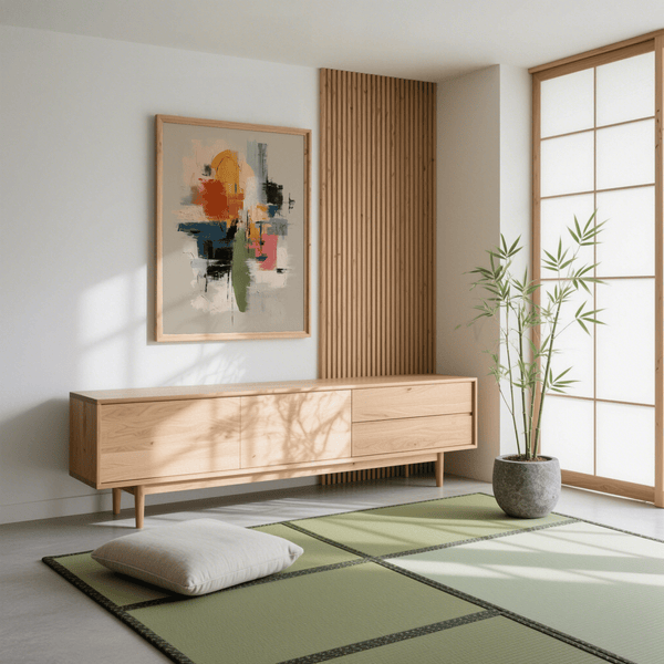 Colorful Textured Print, multicolored details, hallway, wall art