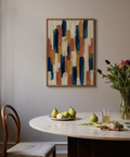 Abstract Color Blocks wall art, Blue, Orange, Beige, Brown, ideal for study room