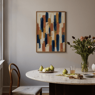 Abstract Color Blocks wall art, Blue, Orange, Beige, Brown, ideal for study room