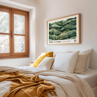 Modern Japanese prints for sale with lush green hills