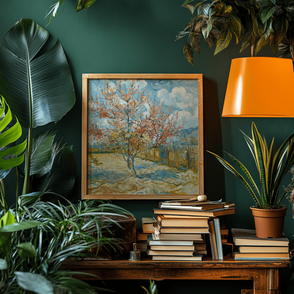 Spring Tree Art Print for dining room, featuring Blue and Beige elements