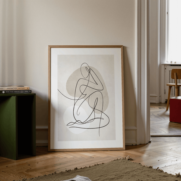 Modern contour figure wall art print with generous negative space