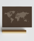World Map Poster wall art, Brown and Beige, suitable for entryway