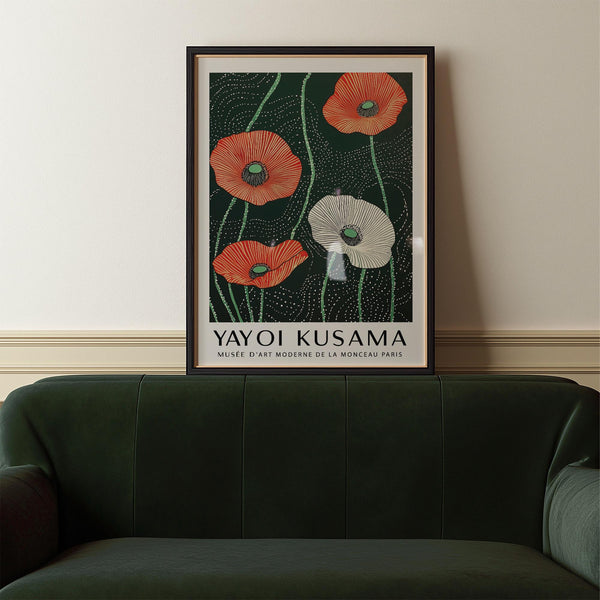 Contemporary Extra Large Floral Wall Art with flowing dotted background.