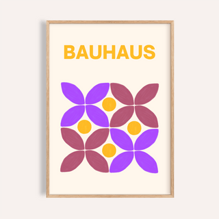 Floral Shape Art print in Brown, Purple, and Yellow for living room wall art