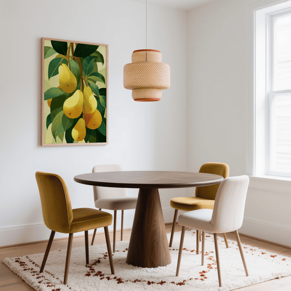 Pear Wall Art in modern yellow and green for office wall art