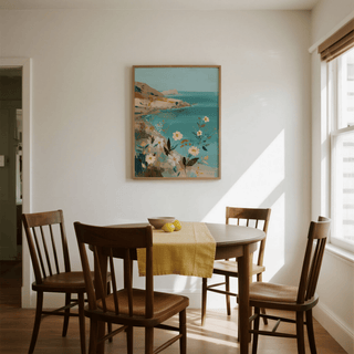 Brown and Blue tones Floral Coast Print for hallway art print