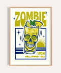 Zombie Cocktail Art Print with green and blue for a home bar wall art