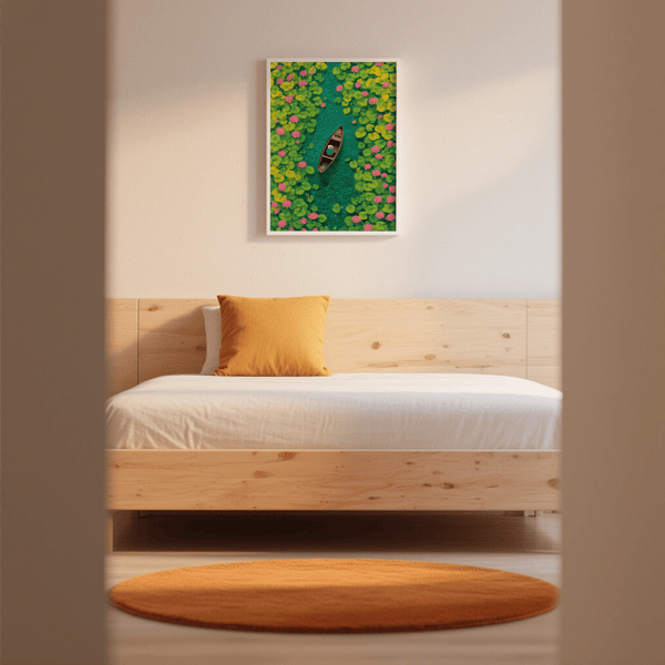 Colorful Water Lily Poster decorative art for relaxation space in vibrant hues