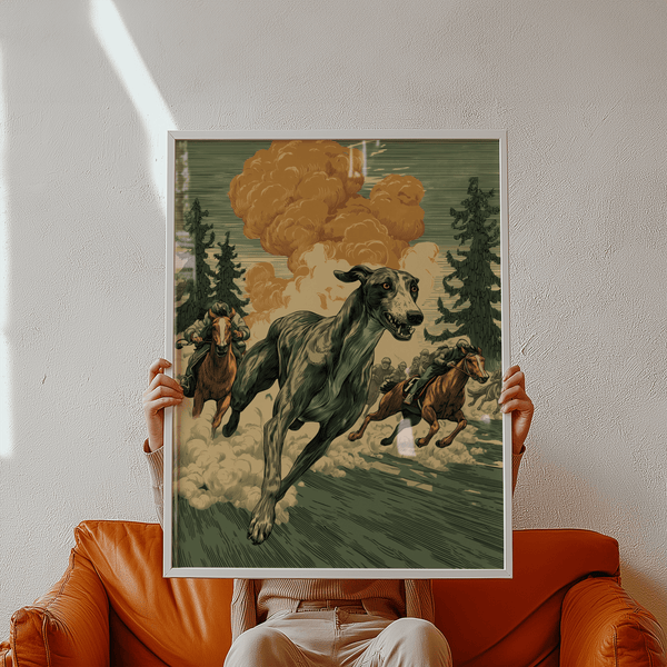 Greyhound Racing Wall Art multicolored art print for game room